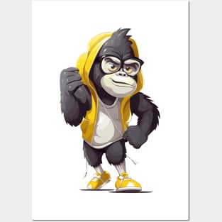 Cartoon monkey in a sweatshirt, ready for action ! Posters and Art